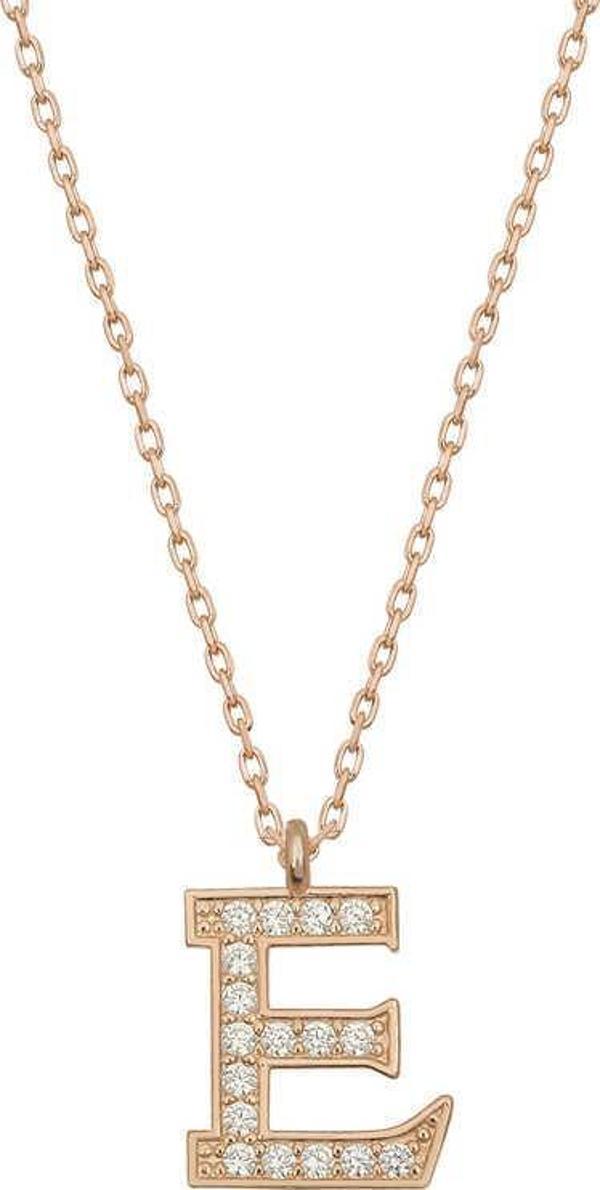 Gümüş Rose E Harfi Kadın Kolye SL4857 - Image 1