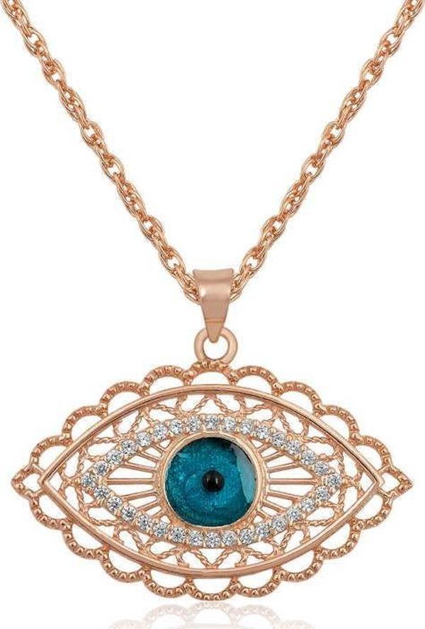 Gümüş Mekik Nazar Bayan Kolye SL11055 - Image 1