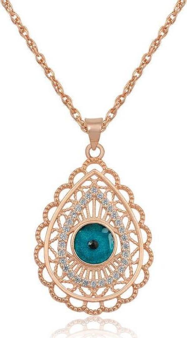 ​Gümüş Damla Nazar Bayan Kolye SL11056 - Image 1