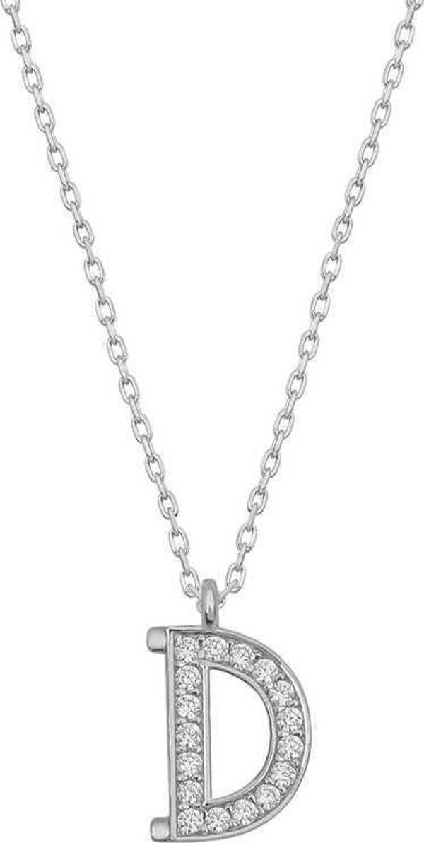 Gümüş Rodyum D Harfi Kadın Kolye SL4815 - Image 1