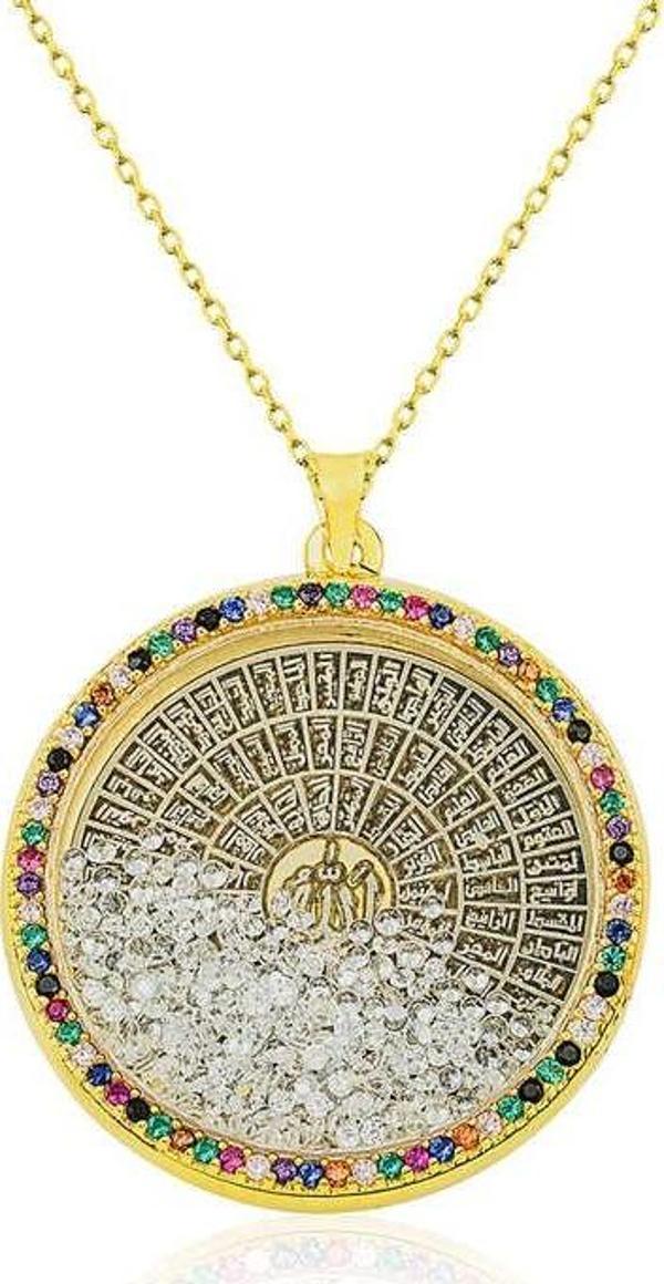 Gümüş Miks Taşlı Esmaül Hüsna Bayan Kolye SL3773 - Image 1