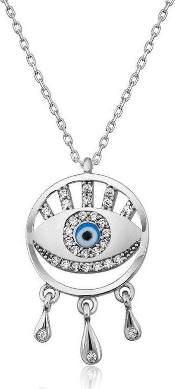 Gümüş Nazarlı Göz Kolye SL3485 - Image 1