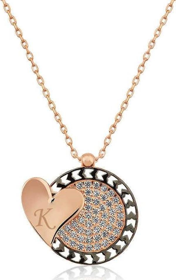 ​Gümüş Rose Kalbe Giden Kalp Kolye SL3581 - Image 1