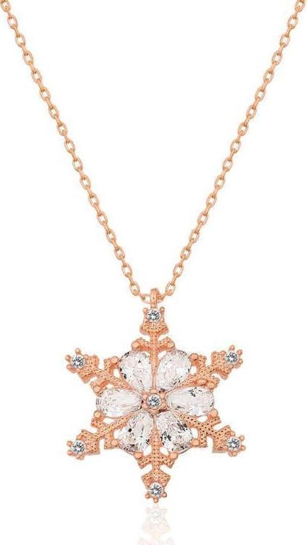 ​Gümüş Rose Kar Çiçeği Bayan Kolye SL4043 - Image 1