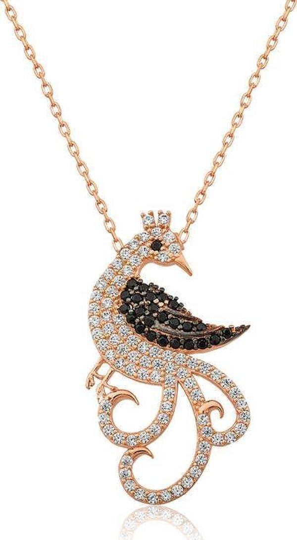 ​Gümüş Rose Tavus Kuşu Bayan Kolye  SL3366 - Image 1