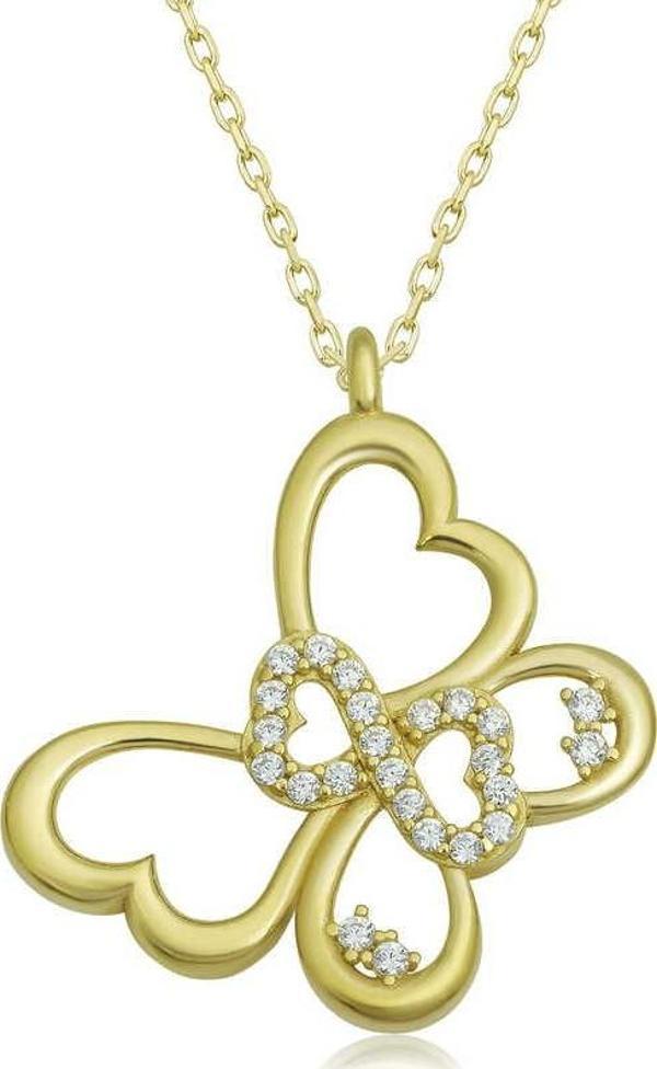 Gümüş Gold Sonsuzluk Kelebek Kadın Kolye SL4800 - Image 1