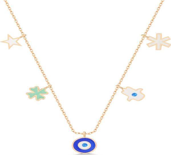 Gümüş Rose Nazarlı Şans Kadın Kolye  SL5452 - Image 1