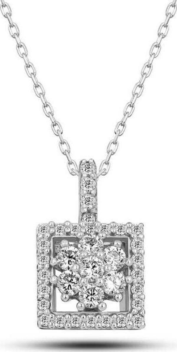 Gümüş Kare Zirkon Taşlı Kadın Kolye SL6990 - Image 1