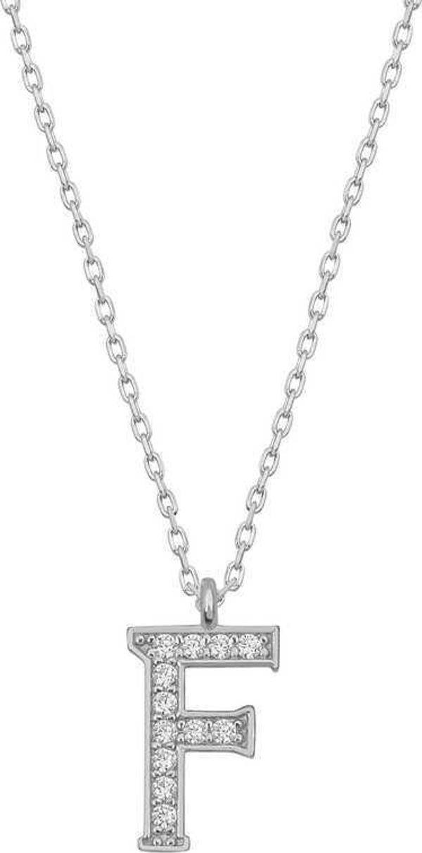 Gümüş Rodyum F Harfi Kadın Kolye SL4817 - Image 1