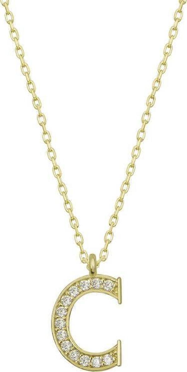 Gümüş Gold C Harfi Kadın Kolye SL4756 - Image 1