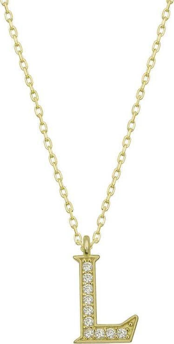 Gümüş Gold L Harfi Kadın Kolye SL4767 - Image 1