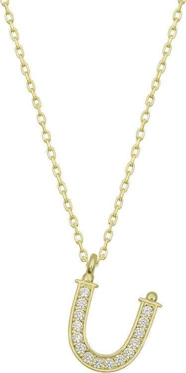Gümüş Gold Ü Harfi Kadın Kolye SL4779 - Image 1