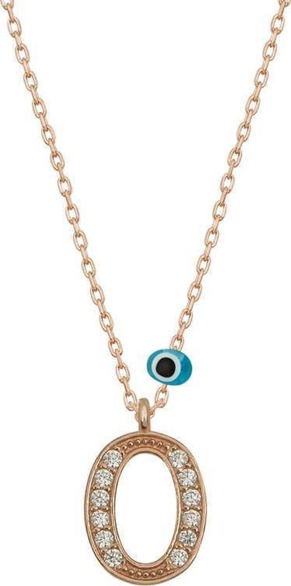 Gümüş Nazar Rose O Harfi Kadın Kolye SL4987 - Image 1