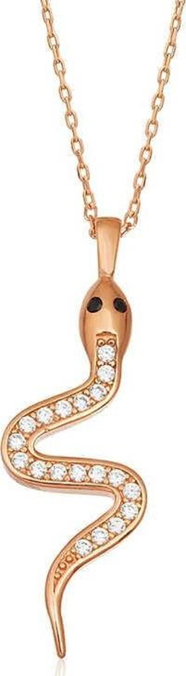 Gümüş Rose Yılan Bayan Kolye SL4195 - Image 1