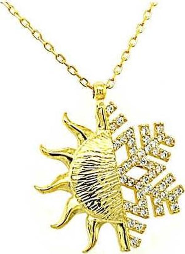 Gümüş Gold Güneş Kartanesi Bayan Kolye SL4330 - Image 1