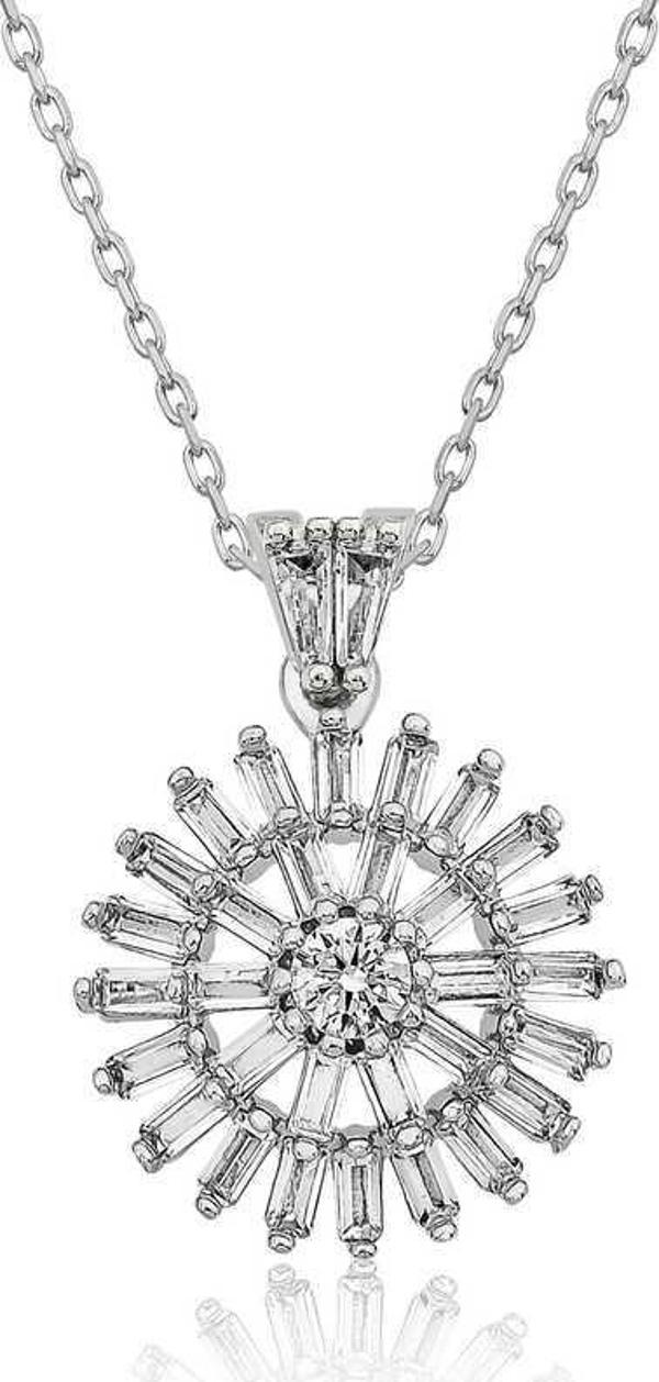 Gümüş Baget Taşlı Bayan Kolye  SL3393 - Image 1