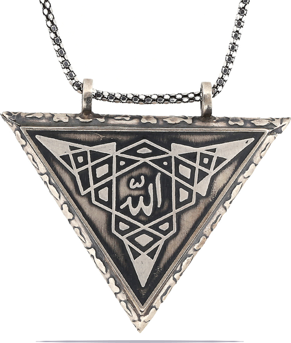 Gümüş Üçgen İçi Açılabilen Allah Muskalık Kolye  SL4310 - Image 1