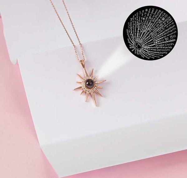 Gümüş Rose 100 Dilde Seni Seviyorum Kutup Yıldızı Kadın Kolye SL5622 - Image 1