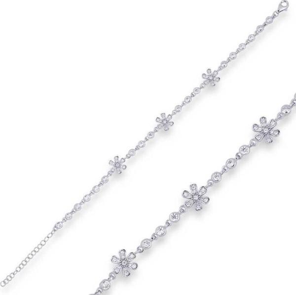 Gümüş Çiçek Bayan Bileklik  SL4260 - Image 1