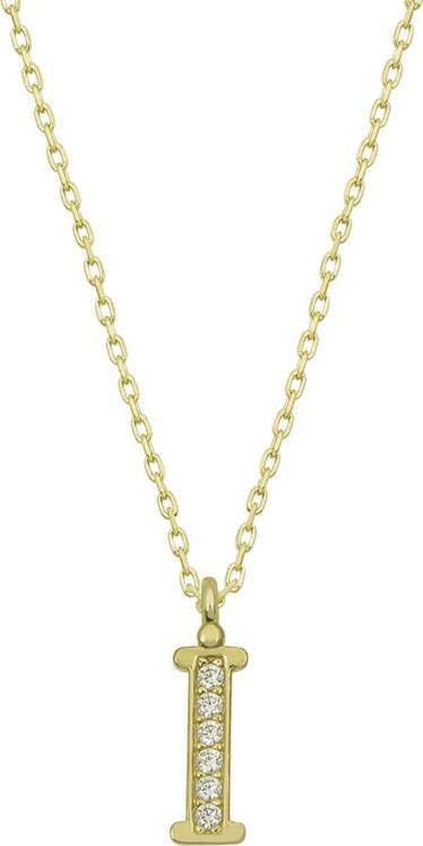 Gümüş Gold İ Harfi Kadın Kolye SL4764 - Image 1