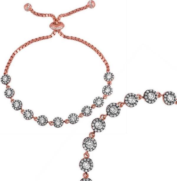 Gümüş Rose Elmas Montür Bayan Asansörlü Bileklik SL1381 - Image 1