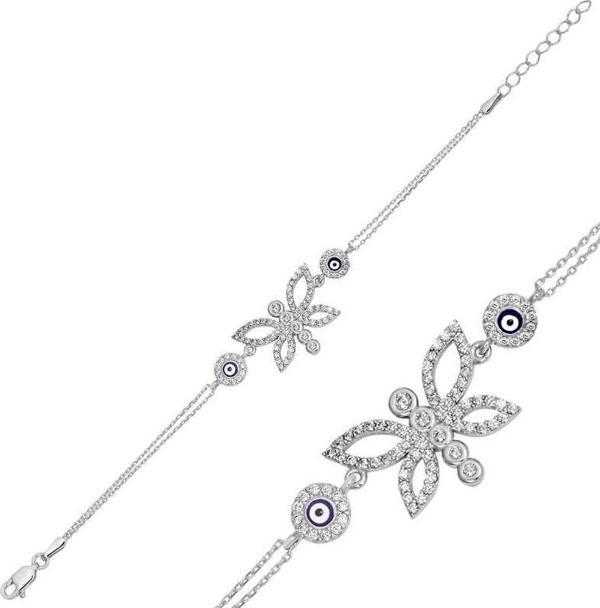 Gümüş Nazarlı Kelebek Bayan Bileklik SL1531 - Image 1