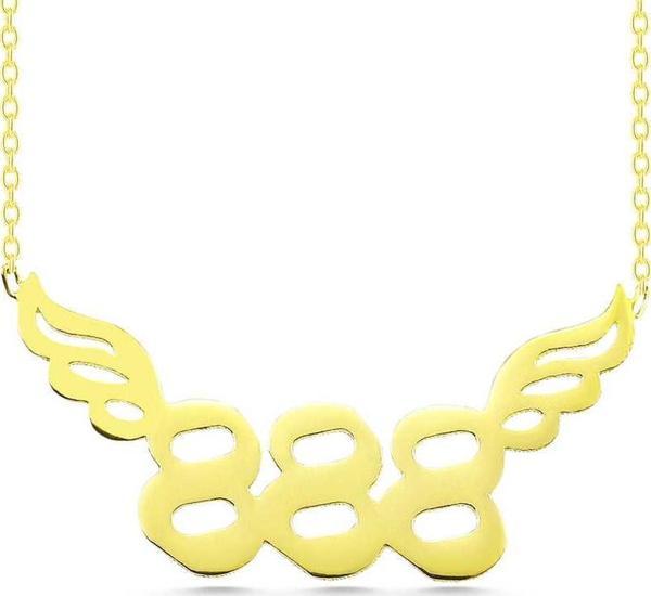 Gümüş Gold 888 Melek Sayısı Kadın Kolye SL5831 - Image 1