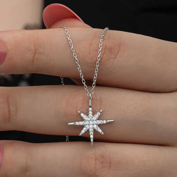 Gümüş Kutup Yıldızı Kadın Kolye SL6659 - Image 1