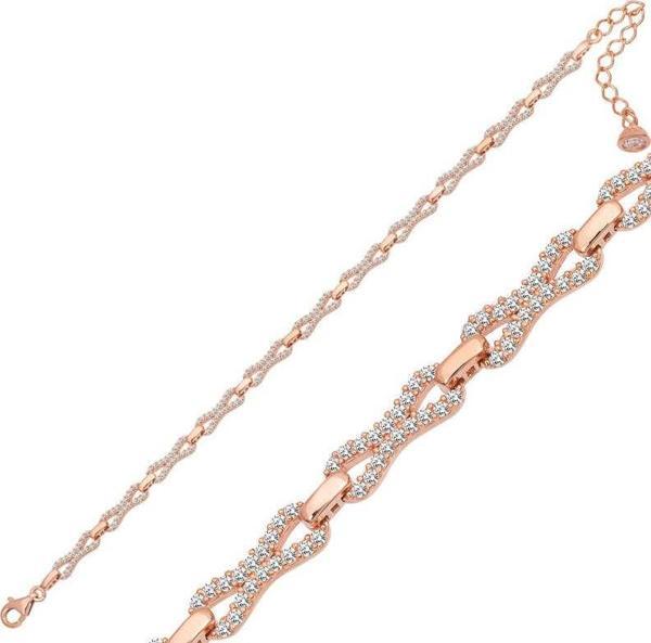 Gümüş Rose Zirkon Taşlı Kadın Bileklik  SL5042 - Image 1