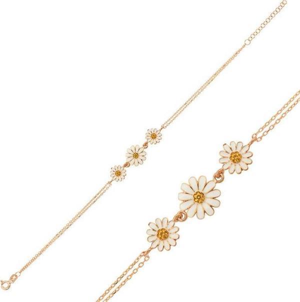 ​Gümüş Rose Üçlü Papatya Bileklik SL3395 - Image 1
