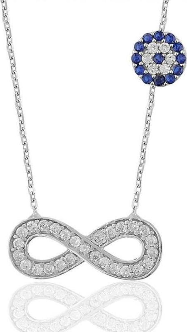 Gümüş Nazarlı Sonsuzluk Kadın Kolye SL5437 - Image 1