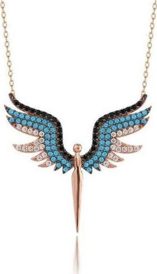 ​Gümüş Rose Mikail Meleği Bayan Kolye SL1880 - Image 1