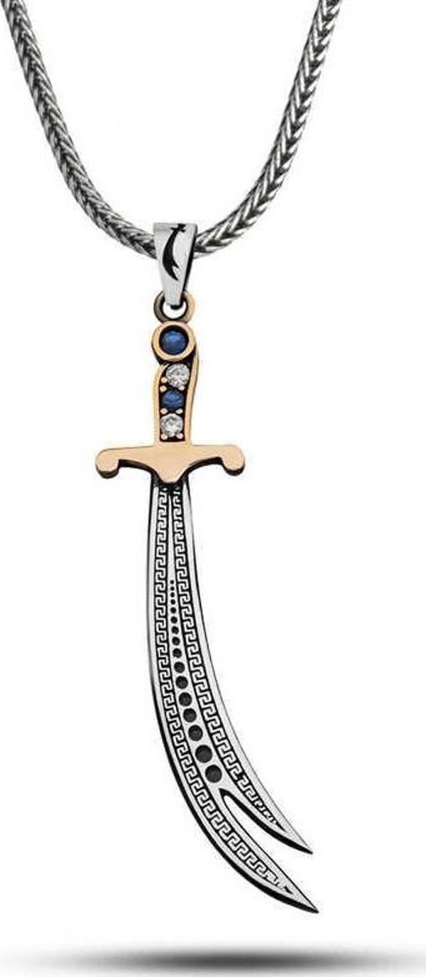 Gümüş Zirkon Taşlı Zülfikar Erkek Kolye  SL10712 - Image 1