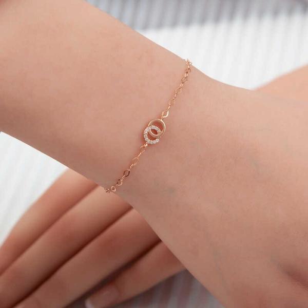 Gümüş Rose Birleşik Halkalar Kadın Bileklik SL5359 - Image 1