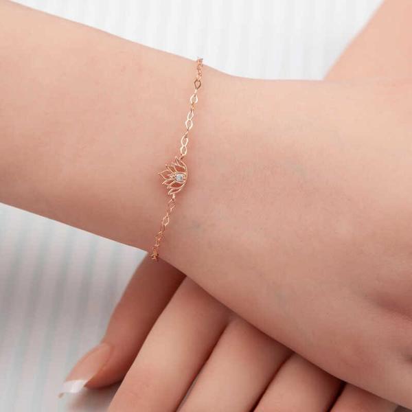 Gümüş Rose Lotus Çiçeği Kadın Bileklik SL5356 - Image 1