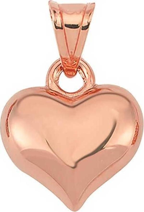 Gümüş Küçük 3 Boyutlu Rose Kalp Kadın Kolye Ucu SL5794 - Image 1