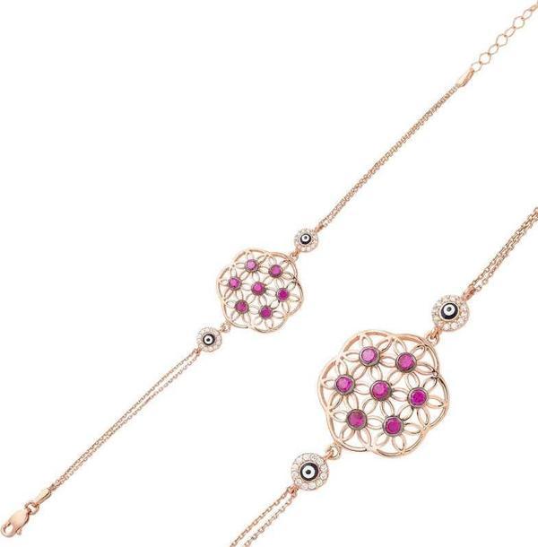 ​Gümüş Rose Yaşam Çiçeği Bayan Bileklik SL3020 - Image 1