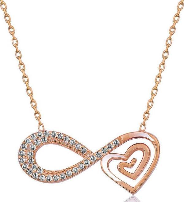 Gümüş Rose Kalpli Sonsuzluk Kadın Kolye  SL6470 - Image 1