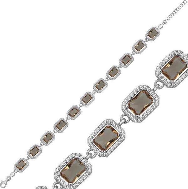 ​Gümüş Kare Zultanit Taşlı Kadın Bileklik SL5908 - Image 1
