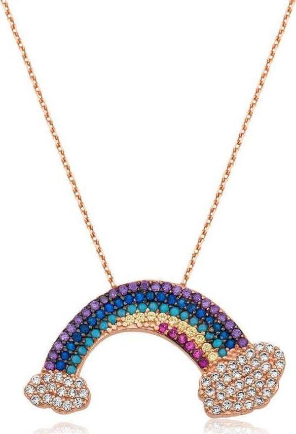 Gümüş Rose Gökkuşağı Bayan Kolye SL2826 - Image 1