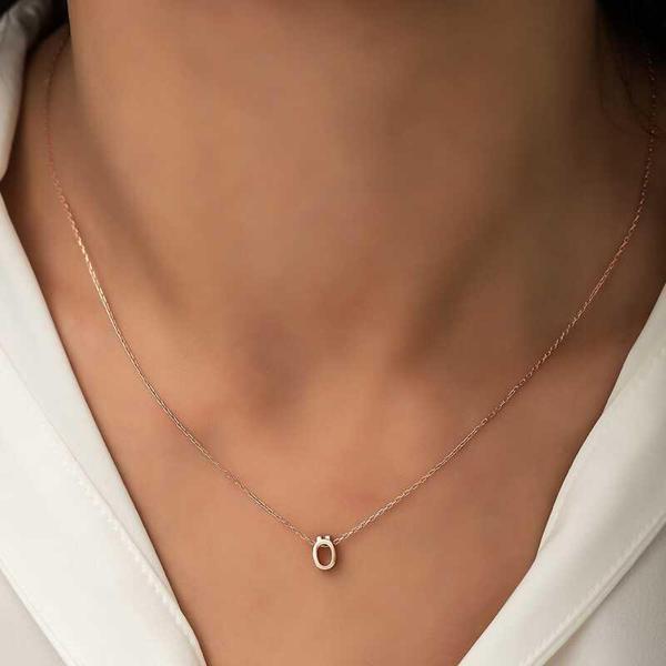 Gümüş Rose 3 Boyutlu Ö Harf Bayan Kolye SL4249 - Image 1
