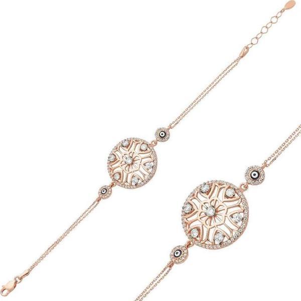 Gümüş Rose Yaşam Çiçeği Bayan Bileklik  SL2848 - Image 1
