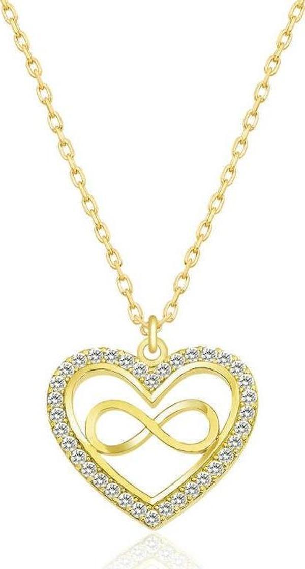 Gümüş Gold Kalp Sonsuzluk Bayan Kolye SL4456 - Image 1