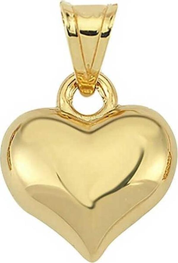Gümüş Küçük 3 Boyutlu Gold Kalp Kadın Kolye Ucu SL5789 - Image 1
