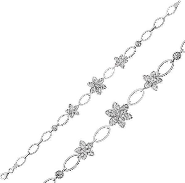 Gümüş Çiçekli Bayan Bileklik SL1539 - Image 1