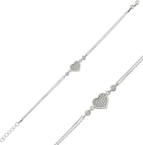 Gümüş Kalpli Bayan Bileklik SL1522 - Image 1
