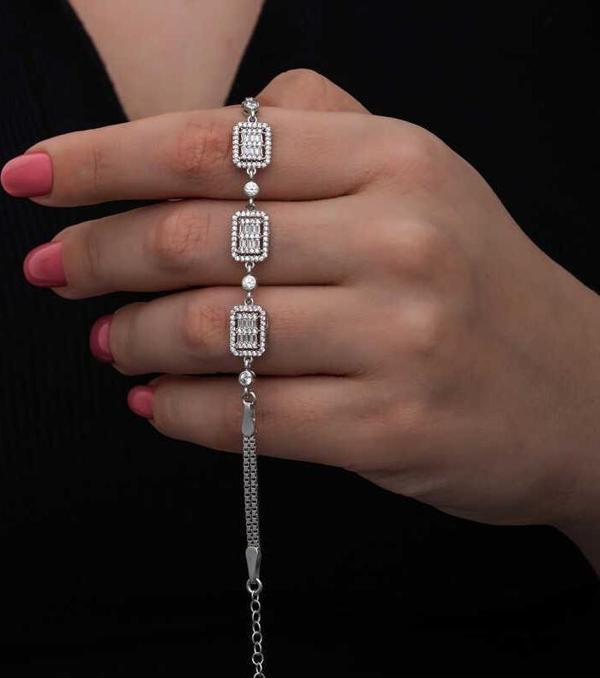 ​Gümüş Baget Taşlı Kadın Bileklik  SL6722 - Image 1