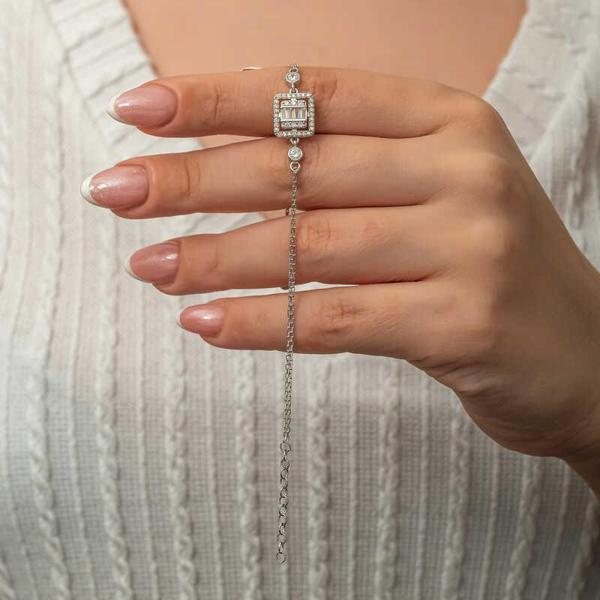 Gümüş Kare Baget Taşlı Kadın Bileklik SL8187 - Image 1