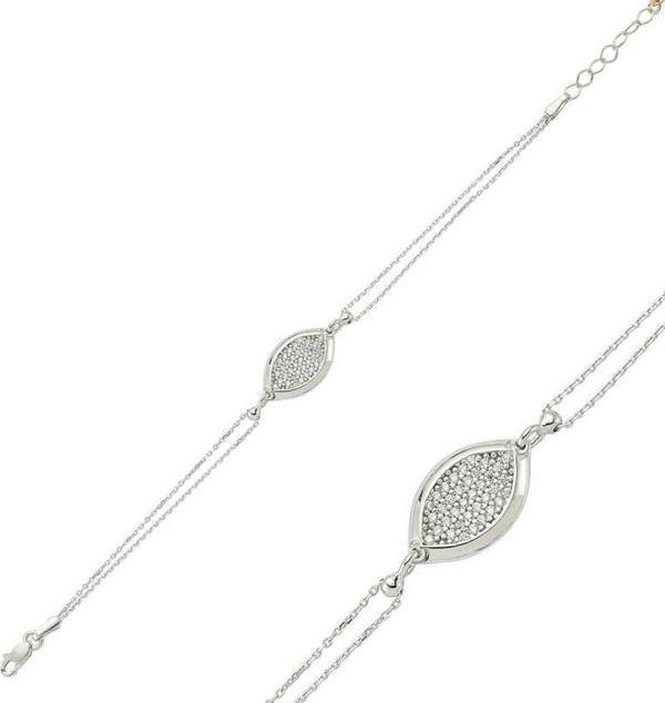 Gümüş Beyaz Taşlı Bayan Bileklik  SL1520 - Image 1
