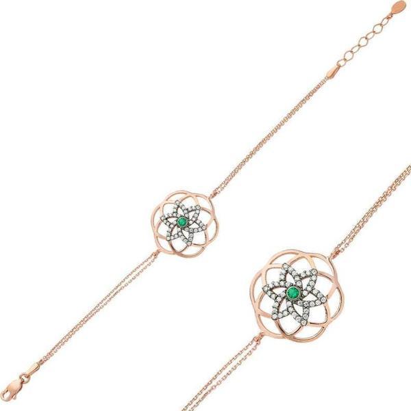 Gümüş Rose Yaşam Çiçeği Bayan Bileklik  SL2849 - Image 1